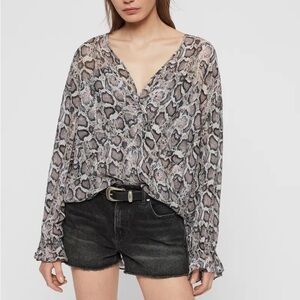All Saints Penny Misra Top in Reptile Snake Print